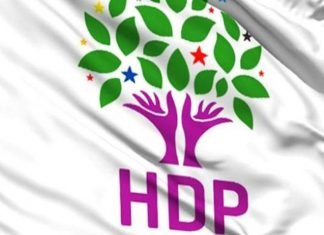 1 employee injured in attack at pro-Kurdish party building in İstanbul HDP Flag
