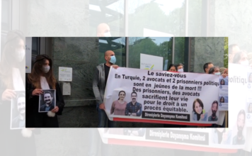 Belgian attorneys go on hunger strike in solidarity with Turkish lawyers Ebru Timtik and Aytaç Ünsal Belgian lawyers protesting in front of Turkish Embassy in Brussels
