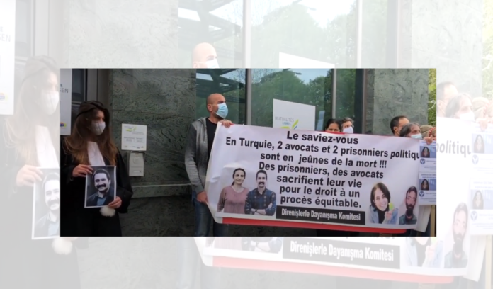 Belgian lawyers protesting in front of Turkish Embassy in Brussels