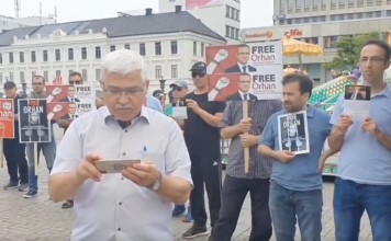 Activists protest in Sweden for missing educator