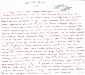 Sarıtaş's letter to Gergerlioğlu