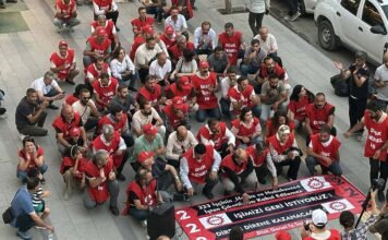 Dismissed municipal workers in eastern Turkey continue protest against trustee administration