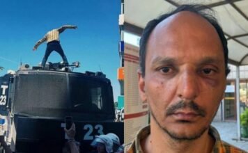 Teacher arrested after climbing onto police water cannon at İzmir CHP protest